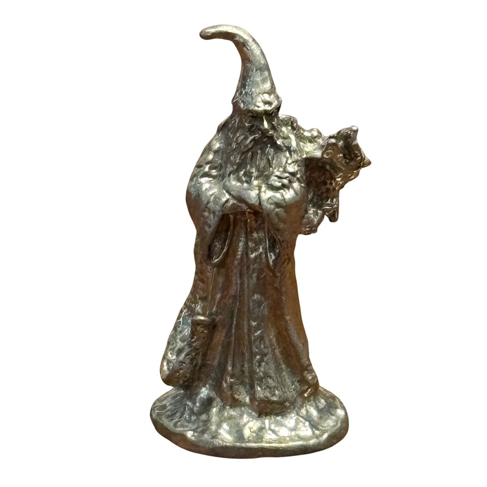 Vintage 1996 Pewter Wizard Figurine Sorcerer Miniatureโ Fantasy Decor Signed